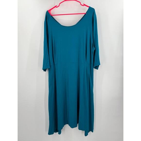 EILEEN FISHER WOMAN Dress Size 3X NEW Plus Curvy NWOT System Viscose Jersey Teal - Picture 11 of 11